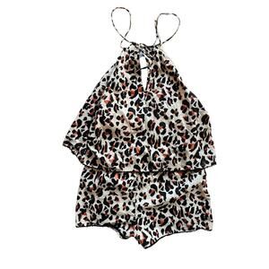 URBAN OUTFITTERS x Romper Short Sexy Animal Print Ruffled Size M